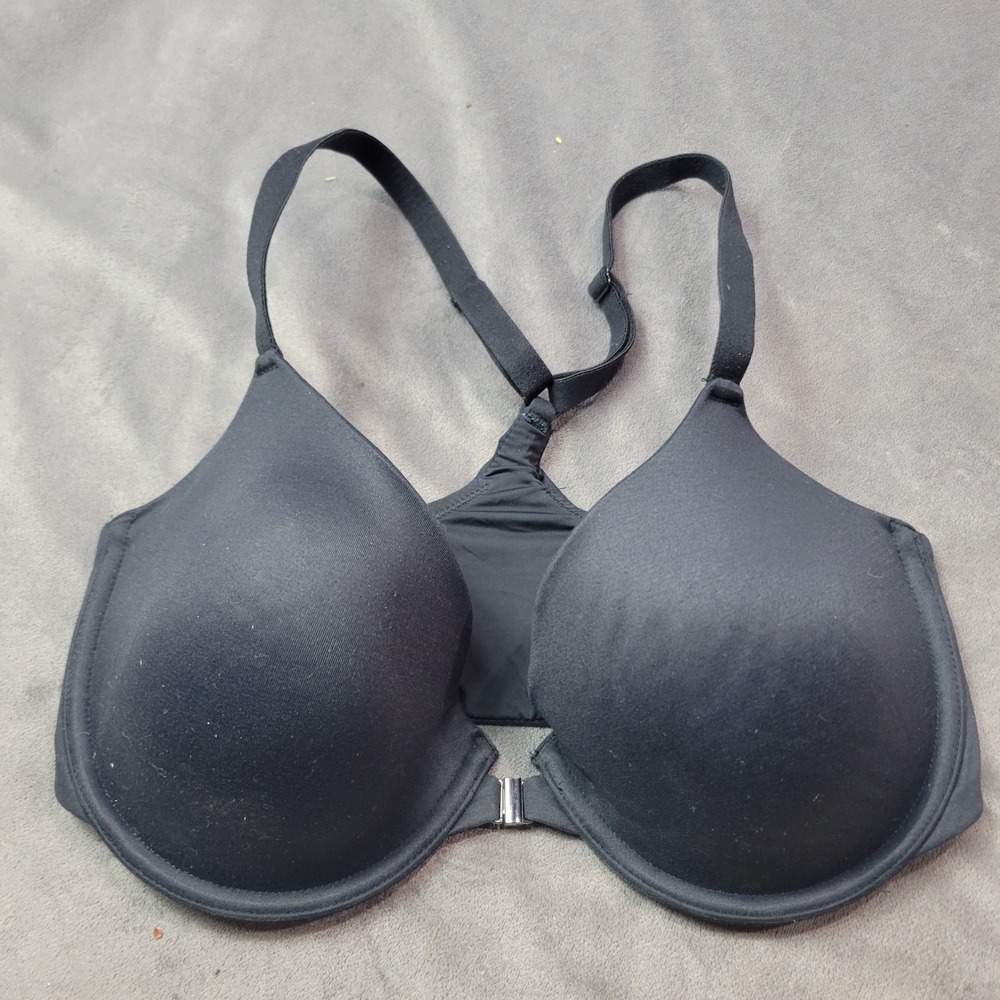 Auden The Ace Black Front Close‎ Racerback Underwire Bra 34DD